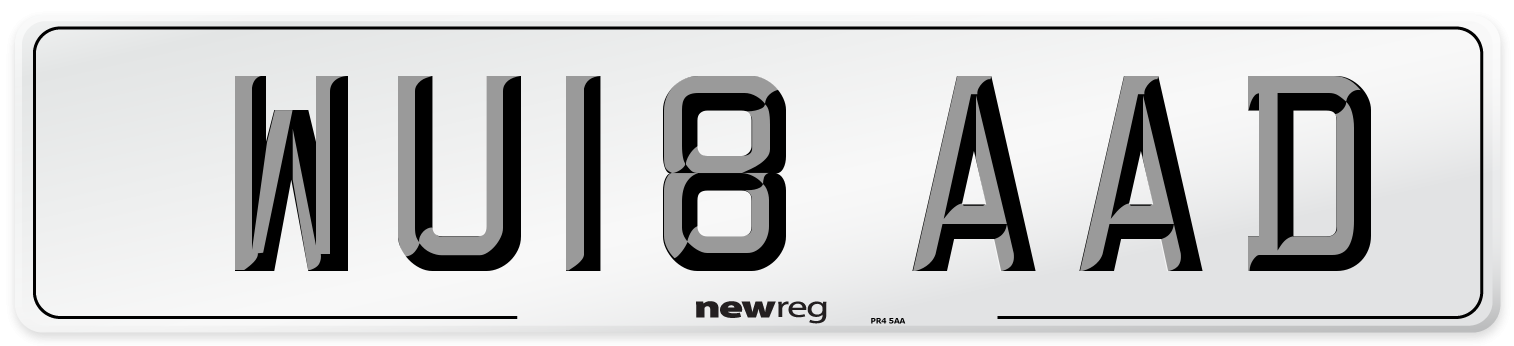 WU18 AAD Number Plate from New Reg